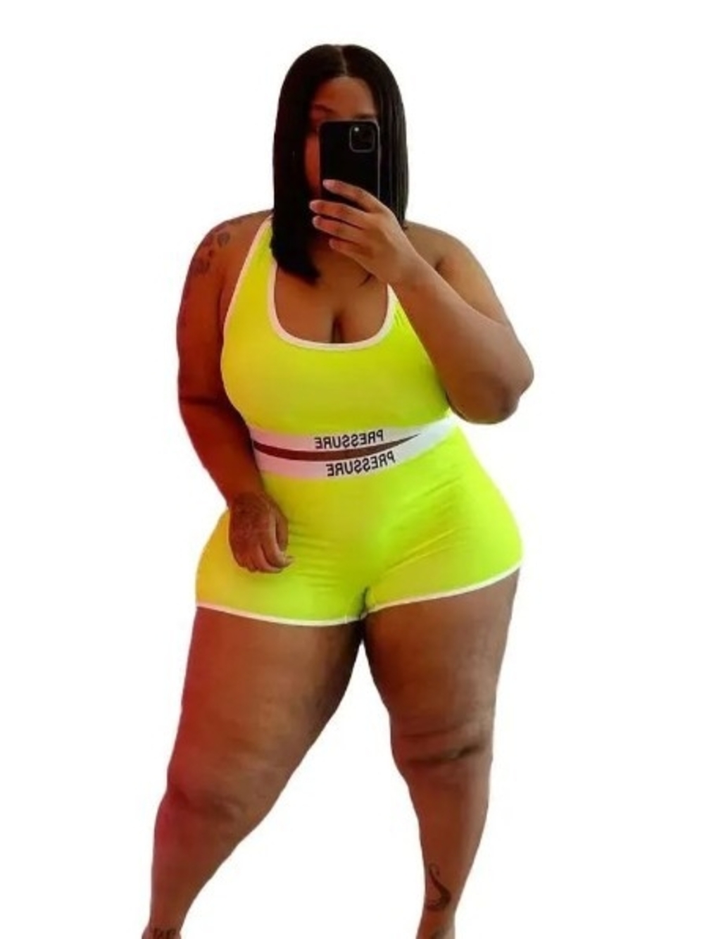 Neon Yellow Two-Piece Active Set with Contrast Trim
